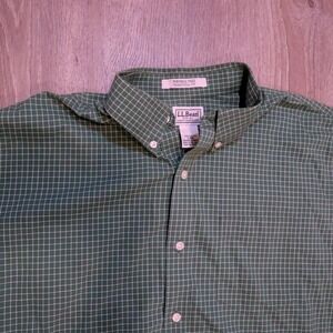 LL Bean Wrinkle Free Traditional Fit Plaid Short Sleeve Button Down Shirt Men L